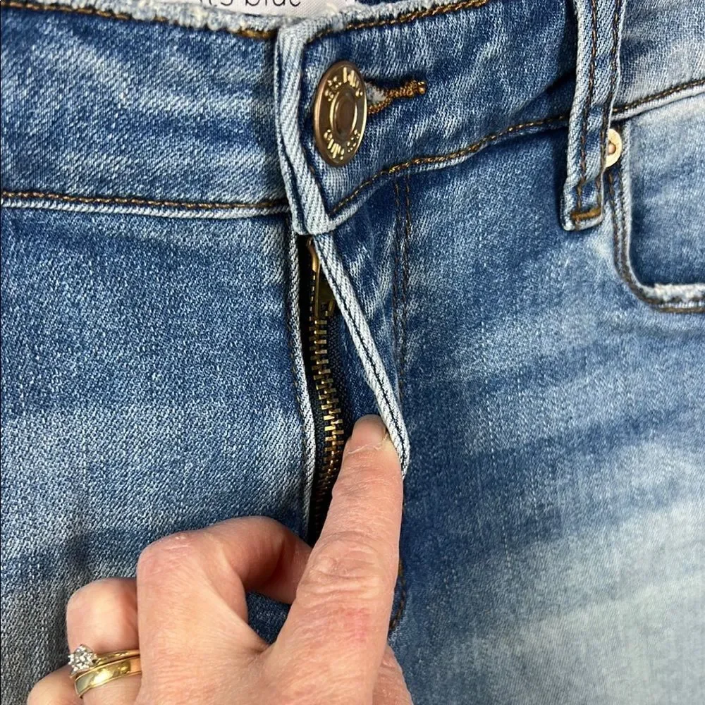 Denim Blue Frayed Hem Shorts
